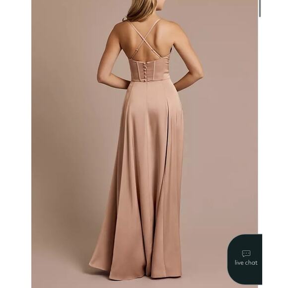 Davids Bridal Bridsemaid Dress Matte Satin Cowl Neck Womens Size 2 Cinnamon Rust - Picture 2 of 12